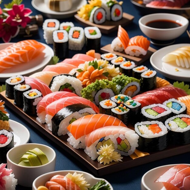 Photo une photo de sushi .