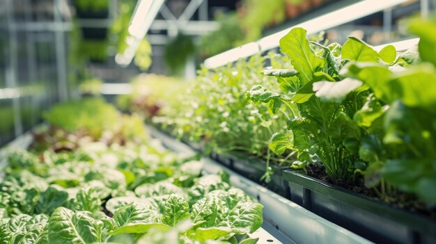 Une photo de systèmes aquaponiques intelligents intégrant l'élevage de poissons à la culture de plantes