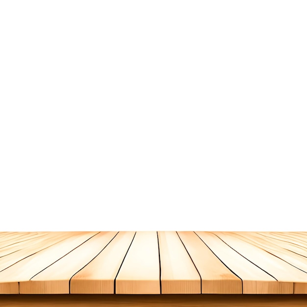 Photo de table en bois vide isolée sur fond blanc