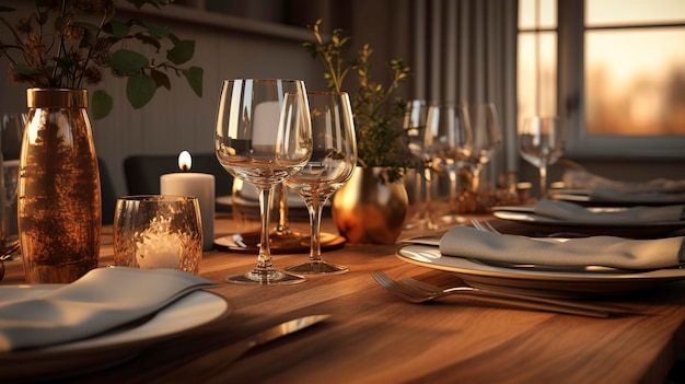 Une photo de la table élégante d'un restaurant