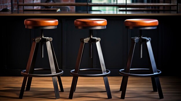 Photo une photo d'un tabouret de bar de style industriel