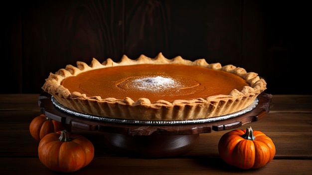 photo de tarte à la citrouille feuilles d'automne