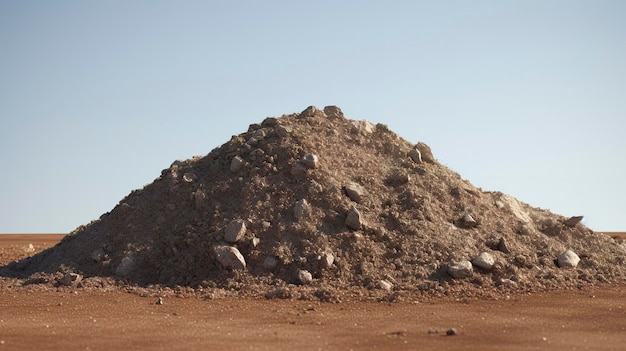 Une photo d'un tas isolé de gravier et de terre sur un chantier de construction