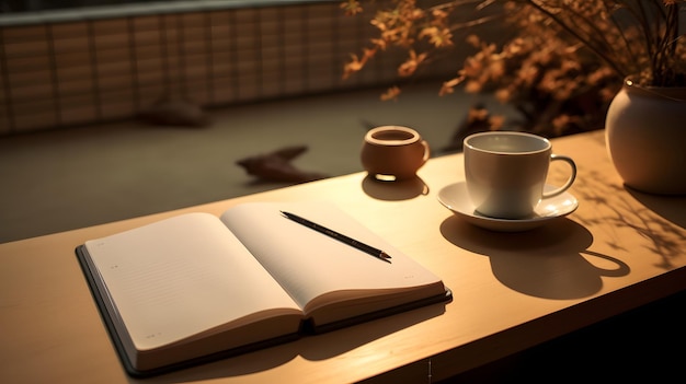 Photo d'une tasse de café et d'un livre sur une table