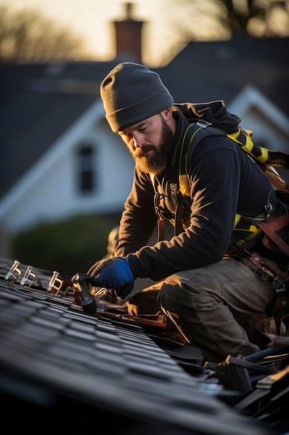 Photo d'un technicien ouvrier solaire