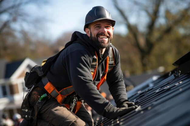 Photo d'un technicien ouvrier solaire