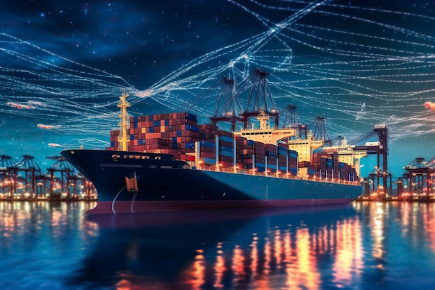 Photo de la technologie d'intelligence artificielle Logistique mondiale système de livraison internationale de la chaîne d'approvisionnement