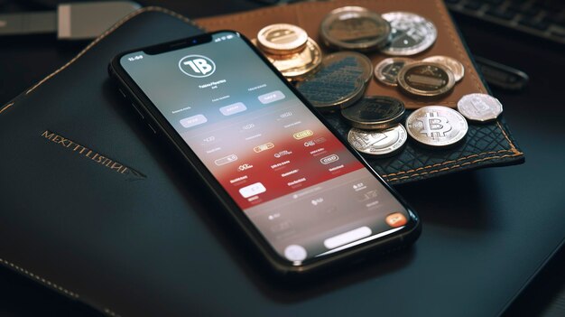 Une photo d'un téléphone portable avec Bitcoin et Ethereium