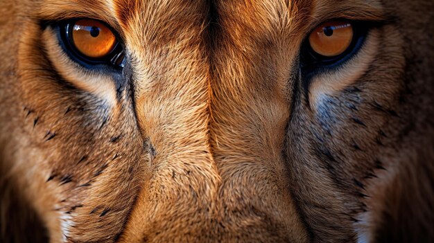 Une photo de tête d'un lion mâle africain regardant la caméra