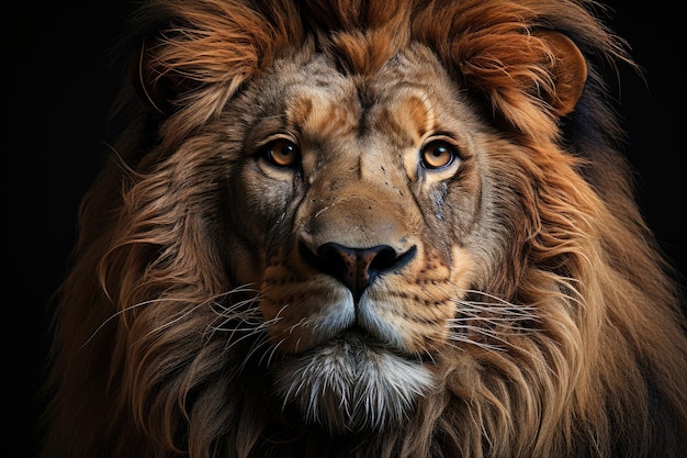 Photo de tête d'un lion mâle Generative AI