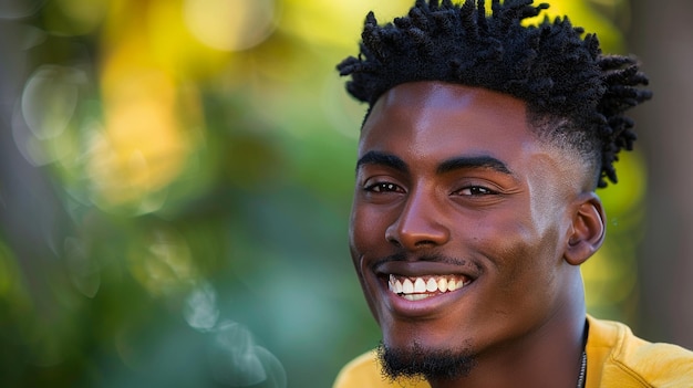 Une photo de la tête d'un technicien de soutien souriant