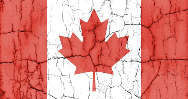 Photo texturée du drapeau du Canada avec des fissures