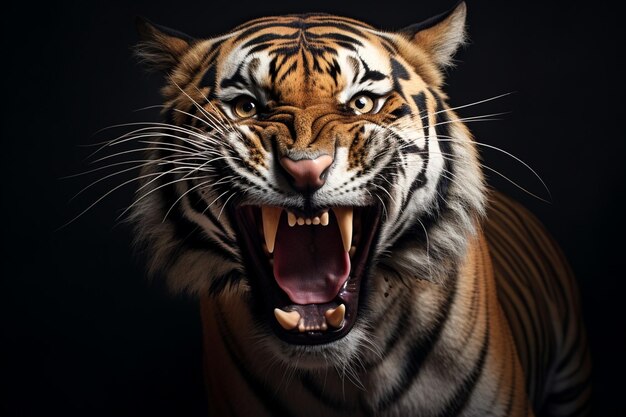 Photo photo de tigre regardant avec la bouche ouverte