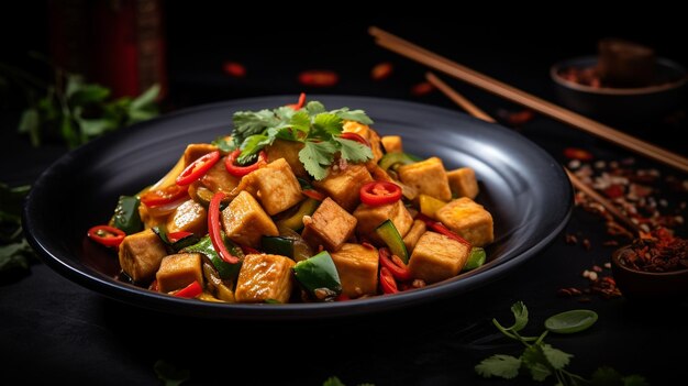 Photo photo de tofu stirfry comme plat dans un restaurant haut de gamme