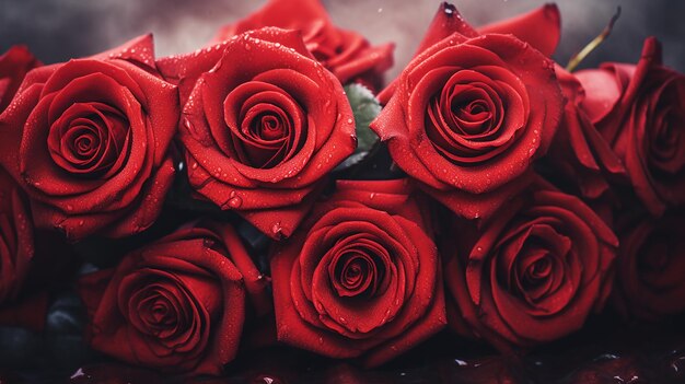 Photo tonique vintage d'un bouquet de fleurs de roses rouges