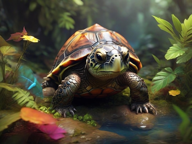 Photo tortue fantastique illustration d'animal de forêt image ai générateur d'art