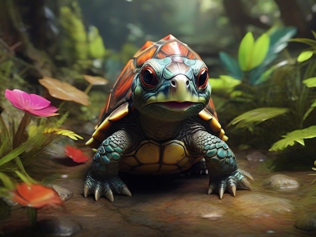 Photo tortue fantastique illustration d'animal de forêt image ai générateur d'art