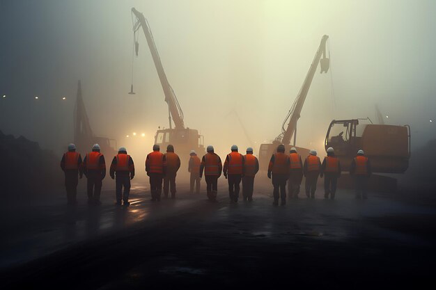 Photo des travailleurs de la construction de Foggy