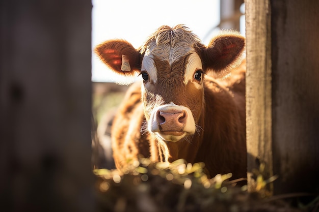 photo de vache lumière naturelle objectif 50mm générative ai