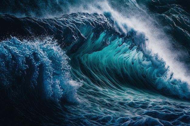 Une photo de vagues dans l'eau bleue