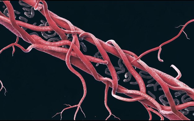 Photo une photo d'un vaisseau sanguin bioprinté qui est greffé à une artère du patient