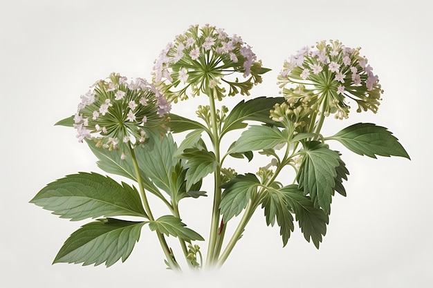 Photo photo valerian valeriana officinalis illustration botanique sur papier blanc les meilleures plantes médicinales