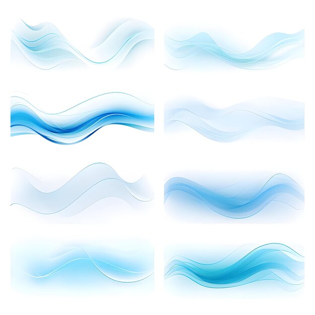 Photo de variations de couleur bleue des lignes de courbe d'onde de gradient sur fond blanc
