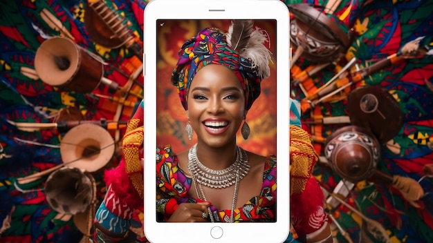 Photo une photo verticale d'une belle femme africaine se sentant très heureuse à propos de quelque chose dans un moo de célébration