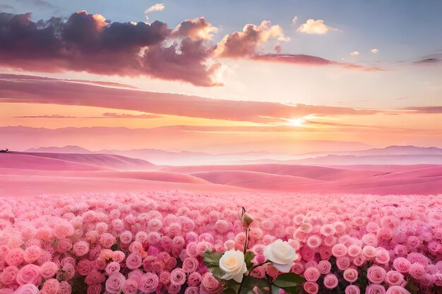 Une photo verticale d'une belle rose blanche collée sur un mur rose