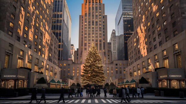 Photo une photo verticale du rockefeller center à new york, aux états-unis.