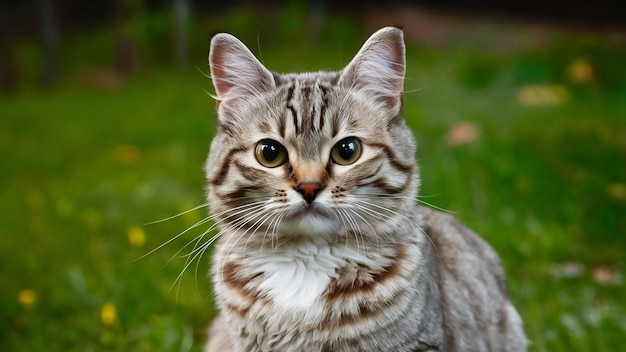 Une photo verticale en gros plan d'un mignon chat à poil court européen