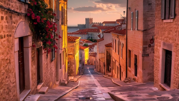 Une photo verticale d'un magnifique vieux quartier de Dubrovnik en Croatie