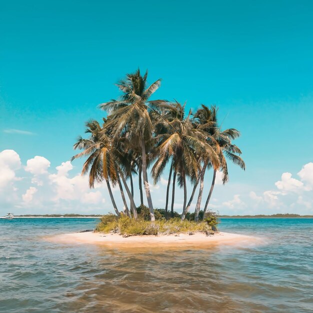 Photo une photo verticale de palmiers sur un îlot sur un plan d'eau sous un ciel bleu