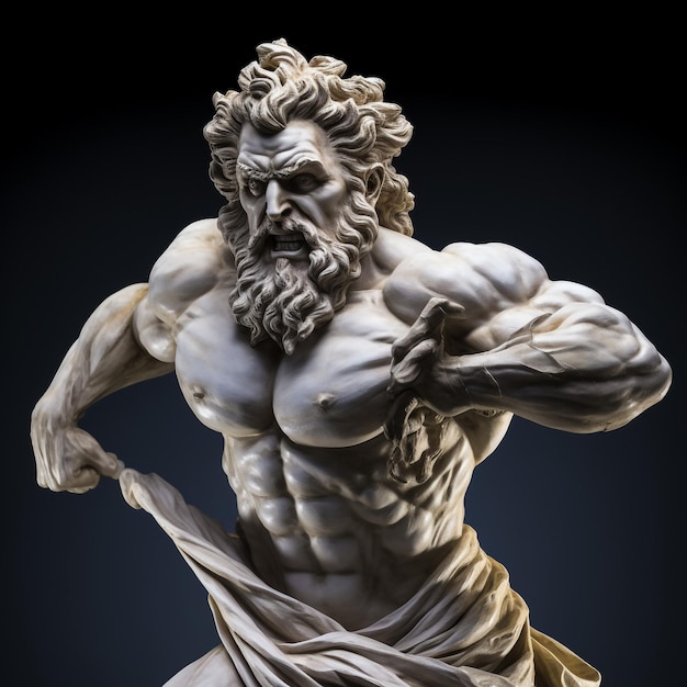 une photo verticale d'une sculpture classique mettant en vedette une sculpture grecque debout en Italie Hercules