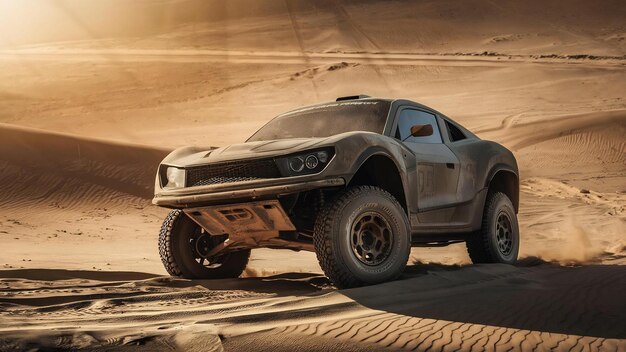 Photo une photo verticale d'une voiture hors route debout dans un désert