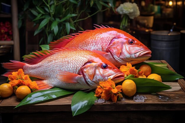 La photo de la viande de poisson des chefs-d'œuvre maritimes