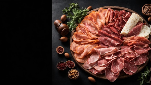 Photo de viande de salami Felino italien authentique tranché sur une planche à découper italienne 13