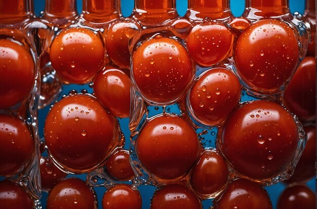 photo vibrante d'une bouteille de jus de tomate avec de l'eau