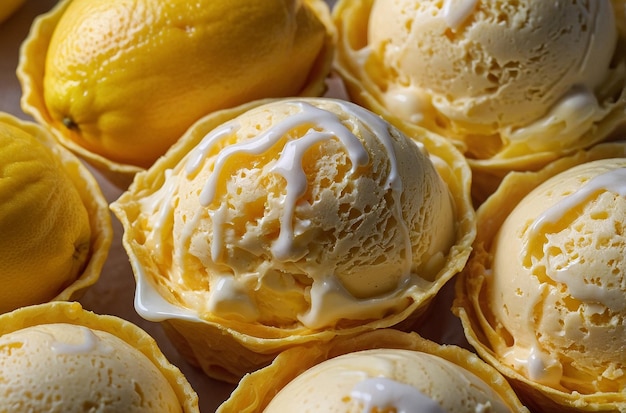 photo vibrante de crème glacée au jus de citron