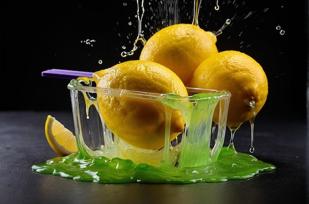 photo vibrante du jus de citron en p