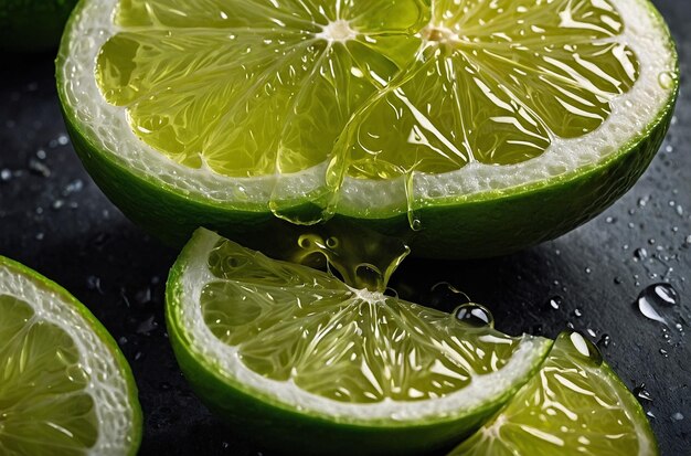 Une photo vibrante du jus de citron vert pressé à froid