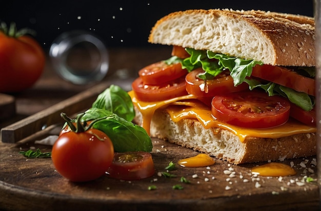 Une photo vibrante du jus de tomate Gourmet Sandwic