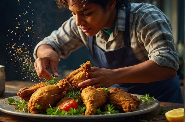 photo vibrante d'une personne sautant des herbes sur des friandises