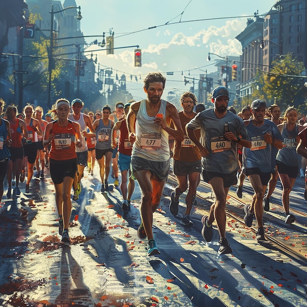 Photo une photo de la victoire célébrant le succès après le marathon