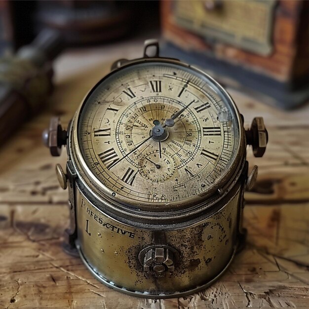 Photo d'une vieille horloge vintage arrondie