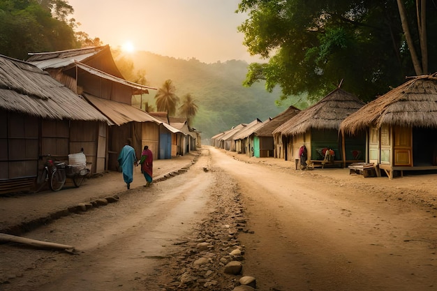 une photo d'un village le matin