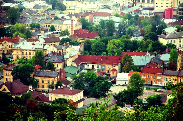 Photo de la ville ukrainienne de Lvov avant la guerre Bâtiments d'architecture des villes ukrainiennes