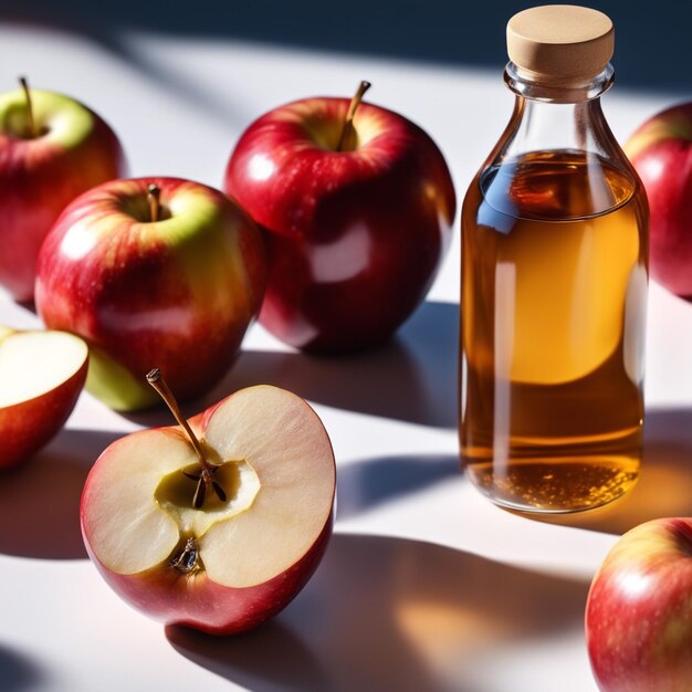 photo vinaigre de pomme sur fond naturel concept d'alimentation saine