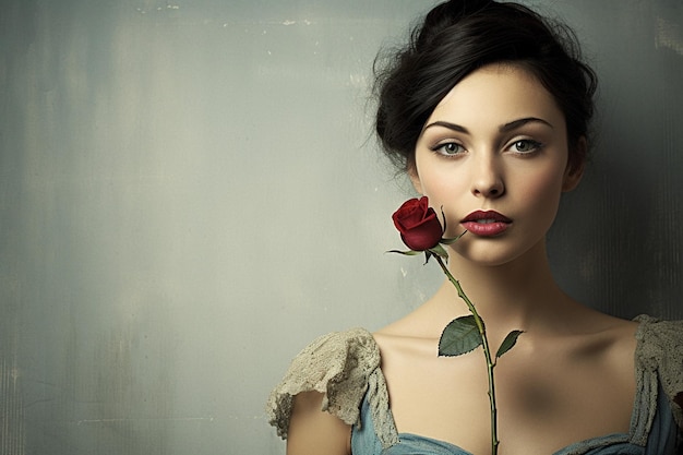 Photo une photo vintage d'une mariée tenant un bouquet de roses blanches