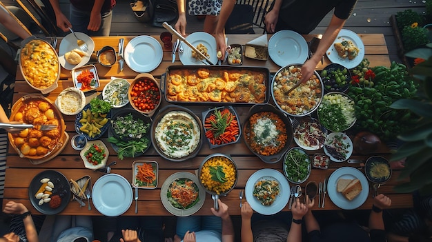 Photo de voisins organisant un dîner en potluck dans un concept de vacances multiculturel du festival de Vancou